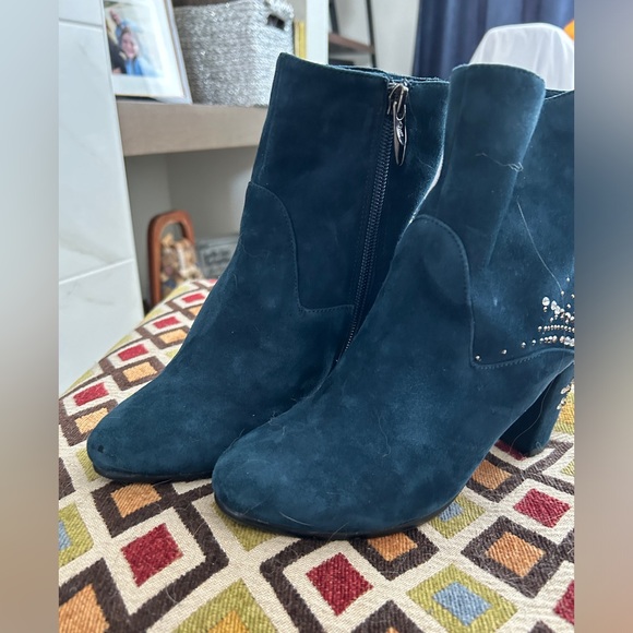 Roberta Di Carmerino Embellished Blue Leather Ankle Boots , US size 6 - Picture 4 of 15